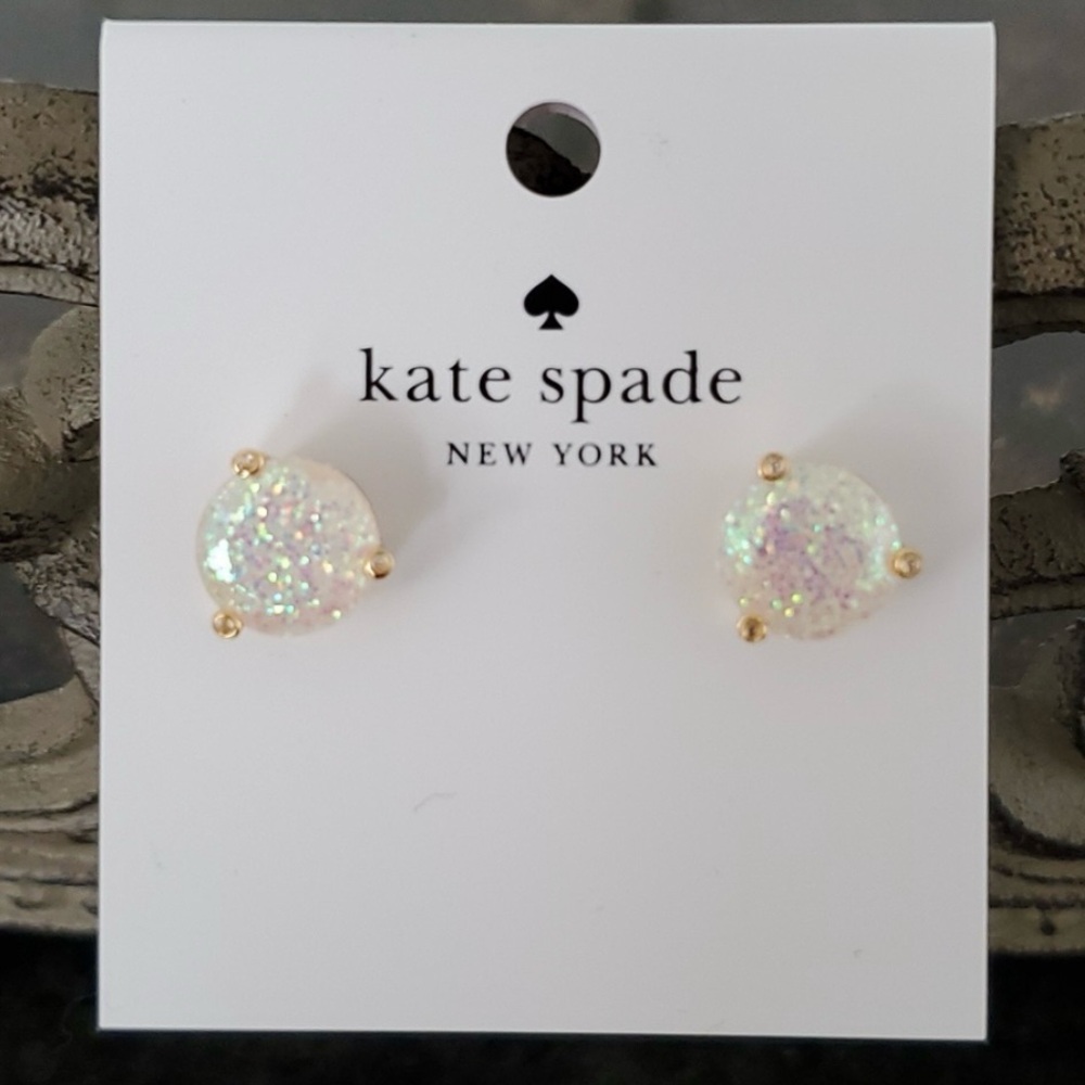 NWT Kate Spade Rise and Shine Opal Glitter Stud Earrings - Picture 3 of 5